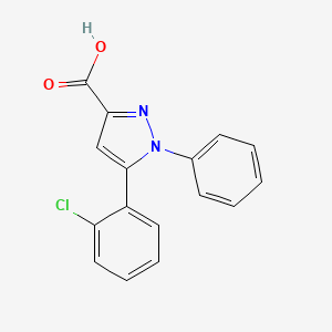 molecular formula C16H11ClN2O2 B2619558 5-(2-chlorophenyl)-1-phenyl-1H-pyrazole-3-carboxylic acid CAS No. 55042-89-2