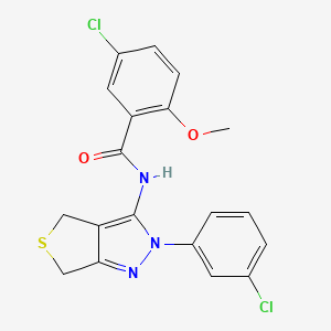molecular formula C19H15Cl2N3O2S B2619560 5-chloro-N-(2-(3-chlorophenyl)-4,6-dihydro-2H-thieno[3,4-c]pyrazol-3-yl)-2-methoxybenzamide CAS No. 450340-94-0