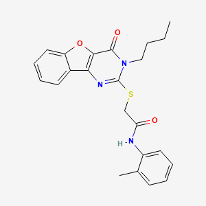 molecular formula C23H23N3O3S B2619561 2-[(3-butyl-4-oxo-[1]benzofuro[3,2-d]pyrimidin-2-yl)sulfanyl]-N-(2-methylphenyl)acetamide CAS No. 899940-88-6