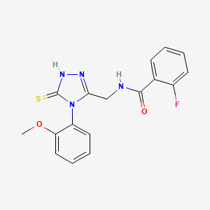 2-fluoro-N-[[4-(2-methoxyphenyl)-5-sulfanylidene-1H-1,2,4-triazol-3-yl]methyl]benzamide