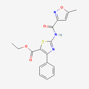 molecular formula C17H15N3O4S B2619572 ETHYL 2-(5-METHYL-1,2-OXAZOLE-3-AMIDO)-4-PHENYL-1,3-THIAZOLE-5-CARBOXYLATE CAS No. 830340-54-0