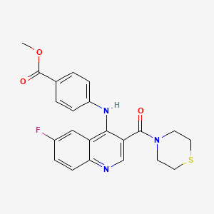 molecular formula C22H20FN3O3S B2619607 Methyl 4-{[6-fluoro-3-(thiomorpholine-4-carbonyl)quinolin-4-YL]amino}benzoate CAS No. 1358236-70-0