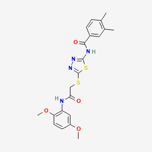molecular formula C21H22N4O4S2 B2619709 N-(5-((2-((2,5-dimethoxyphenyl)amino)-2-oxoethyl)thio)-1,3,4-thiadiazol-2-yl)-3,4-dimethylbenzamide CAS No. 868977-05-3