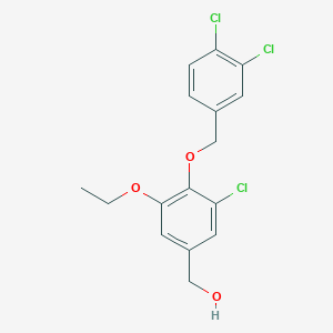 molecular formula C16H15Cl3O3 B2619856 {3-Chloro-4-[(3,4-dichlorobenzyl)oxy]-5-ethoxyphenyl}methanol CAS No. 678158-52-6