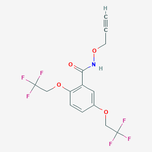molecular formula C14H11F6NO4 B2619857 N-(2-propynyloxy)-2,5-bis(2,2,2-trifluoroethoxy)benzenecarboxamide CAS No. 338395-00-9
