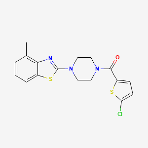 molecular formula C17H16ClN3OS2 B2619940 (5-Chlorothiophen-2-yl)(4-(4-methylbenzo[d]thiazol-2-yl)piperazin-1-yl)methanone CAS No. 897475-23-9
