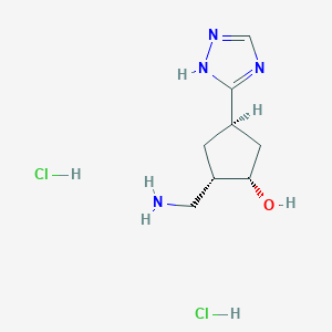molecular formula C8H16Cl2N4O B2619943 rac-(1r,2r,4s)-2-(aminomethyl)-4-(4h-1,2,4-triazol-3-yl)cyclopentan-1-ol dihydrochloride CAS No. 2044705-65-7