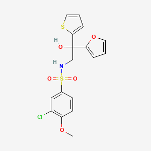 molecular formula C17H16ClNO5S2 B2620023 3-chloro-N-(2-(furan-2-yl)-2-hydroxy-2-(thiophen-2-yl)ethyl)-4-methoxybenzenesulfonamide CAS No. 2034334-44-4