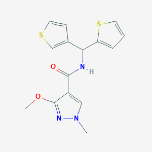 3-methoxy-1-methyl-N-(thiophen-2-yl(thiophen-3-yl)methyl)-1H-pyrazole-4-carboxamide