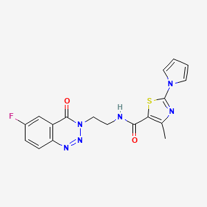 N-(2-(6-fluoro-4-oxobenzo[d][1,2,3]triazin-3(4H)-yl)ethyl)-4-methyl-2-(1H-pyrrol-1-yl)thiazole-5-carboxamide