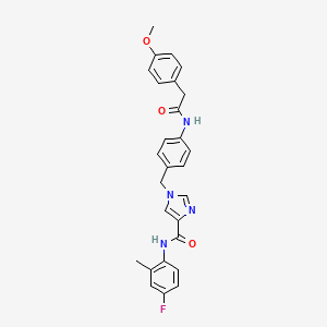 N-(4-fluoro-2-methylphenyl)-1-(4-(2-(4-methoxyphenyl)acetamido)benzyl)-1H-imidazole-4-carboxamide