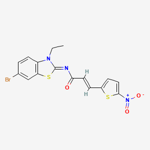 (2E,NE)-N-(6-bromo-3-ethylbenzo[d]thiazol-2(3H)-ylidene)-3-(5-nitrothiophen-2-yl)acrylamide