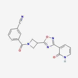 3-(3-(3-(2-Oxo-1,2-dihydropyridin-3-yl)-1,2,4-oxadiazol-5-yl)azetidine-1-carbonyl)benzonitrile