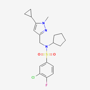 3-chloro-N-cyclopentyl-N-((5-cyclopropyl-1-methyl-1H-pyrazol-3-yl)methyl)-4-fluorobenzenesulfonamide