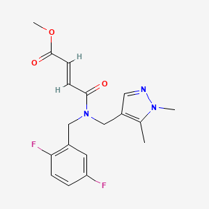 molecular formula C18H19F2N3O3 B2620065 Methyl (E)-4-[(2,5-difluorophenyl)methyl-[(1,5-dimethylpyrazol-4-yl)methyl]amino]-4-oxobut-2-enoate CAS No. 2411326-83-3