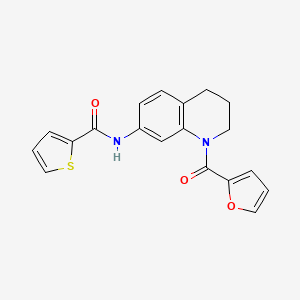 molecular formula C19H16N2O3S B2620070 N-[1-(furan-2-carbonyl)-1,2,3,4-tetrahydroquinolin-7-yl]thiophene-2-carboxamide CAS No. 946243-92-1