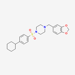 B2620085 1-(Benzo[d][1,3]dioxol-5-ylmethyl)-4-((4-cyclohexylphenyl)sulfonyl)piperazine CAS No. 946378-65-0
