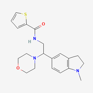 molecular formula C20H25N3O2S B2620105 N-(2-(1-methylindolin-5-yl)-2-morpholinoethyl)thiophene-2-carboxamide CAS No. 921895-54-7