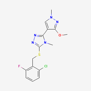 B2620112 3-((2-chloro-6-fluorobenzyl)thio)-5-(3-methoxy-1-methyl-1H-pyrazol-4-yl)-4-methyl-4H-1,2,4-triazole CAS No. 1014093-01-6