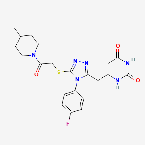 6-[[4-(4-fluorophenyl)-5-[2-(4-methylpiperidin-1-yl)-2-oxoethyl]sulfanyl-1,2,4-triazol-3-yl]methyl]-1H-pyrimidine-2,4-dione