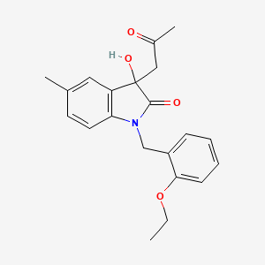 molecular formula C21H23NO4 B2620114 1-[(2-ethoxyphenyl)methyl]-3-hydroxy-5-methyl-3-(2-oxopropyl)-2,3-dihydro-1H-indol-2-one CAS No. 879044-46-9