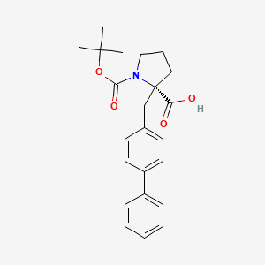 molecular formula C23H27NO4 B2620118 Boc-(S)-alpha-(4-biphenylmethyl)-proline CAS No. 1217857-74-3