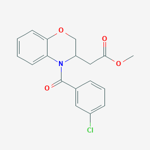 molecular formula C18H16ClNO4 B2620130 methyl 2-[4-(3-chlorobenzoyl)-3,4-dihydro-2H-1,4-benzoxazin-3-yl]acetate CAS No. 439096-36-3