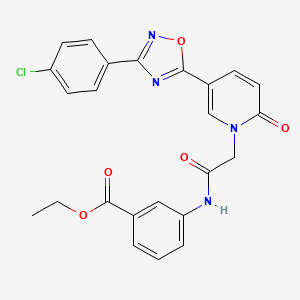 molecular formula C24H19ClN4O5 B2620139 ethyl 3-(2-{5-[3-(4-chlorophenyl)-1,2,4-oxadiazol-5-yl]-2-oxo-1,2-dihydropyridin-1-yl}acetamido)benzoate CAS No. 1112419-50-7
