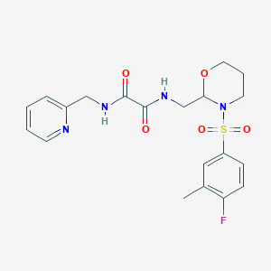 molecular formula C20H23FN4O5S B2620176 N-{[3-(4-fluoro-3-methylbenzenesulfonyl)-1,3-oxazinan-2-yl]methyl}-N'-[(pyridin-2-yl)methyl]ethanediamide CAS No. 872724-90-8