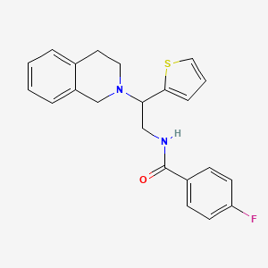 molecular formula C22H21FN2OS B2620209 4-fluoro-N-[2-(1,2,3,4-tetrahydroisoquinolin-2-yl)-2-(thiophen-2-yl)ethyl]benzamide CAS No. 898452-54-5