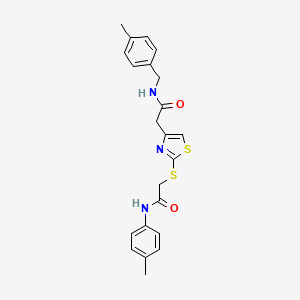 molecular formula C22H23N3O2S2 B2620216 N-(4-methylbenzyl)-2-(2-((2-oxo-2-(p-tolylamino)ethyl)thio)thiazol-4-yl)acetamide CAS No. 941921-95-5