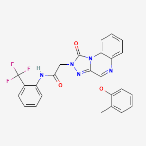 molecular formula C25H18F3N5O3 B2620218 2-[4-(2-methylphenoxy)-1-oxo-1H,2H-[1,2,4]triazolo[4,3-a]quinoxalin-2-yl]-N-[2-(trifluoromethyl)phenyl]acetamide CAS No. 1189431-57-9