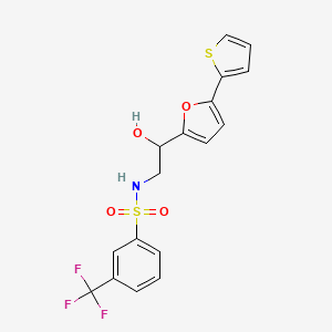 molecular formula C17H14F3NO4S2 B2620220 N-{2-hydroxy-2-[5-(thiophen-2-yl)furan-2-yl]ethyl}-3-(trifluoromethyl)benzene-1-sulfonamide CAS No. 2320538-34-7