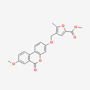 molecular formula C22H18O7 B2620221 Methyl 4-[(8-methoxy-6-oxobenzo[c]chromen-3-yl)oxymethyl]-5-methylfuran-2-carboxylate CAS No. 430449-82-4