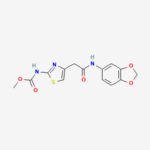 molecular formula C14H13N3O5S B2620227 Methyl (4-(2-(benzo[d][1,3]dioxol-5-ylamino)-2-oxoethyl)thiazol-2-yl)carbamate CAS No. 946284-15-7