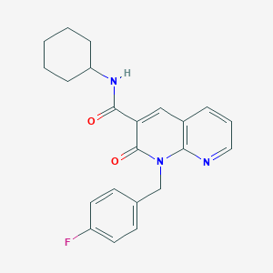 molecular formula C22H22FN3O2 B2620238 N-cyclohexyl-1-[(4-fluorophenyl)methyl]-2-oxo-1,2-dihydro-1,8-naphthyridine-3-carboxamide CAS No. 946208-07-7