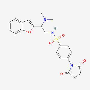molecular formula C22H23N3O5S B2620246 N-(2-(benzofuran-2-yl)-2-(dimethylamino)ethyl)-4-(2,5-dioxopyrrolidin-1-yl)benzenesulfonamide CAS No. 2034613-21-1