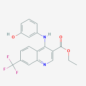 molecular formula C19H15F3N2O3 B2620248 Ethyl 4-[(3-hydroxyphenyl)amino]-7-(trifluoromethyl)quinoline-3-carboxylate CAS No. 881941-09-9
