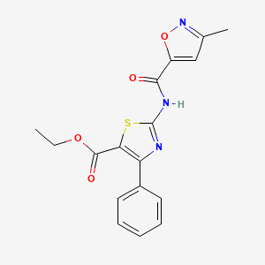 molecular formula C17H15N3O4S B2620292 ethyl 2-(3-methyl-1,2-oxazole-5-amido)-4-phenyl-1,3-thiazole-5-carboxylate CAS No. 946229-56-7