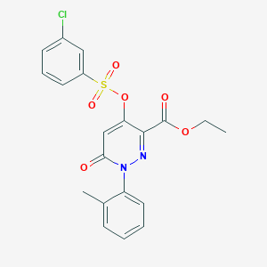 Ethyl 4-(((3-chlorophenyl)sulfonyl)oxy)-6-oxo-1-(o-tolyl)-1,6-dihydropyridazine-3-carboxylate