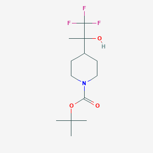 molecular formula C13H22F3NO3 B2620486 Tert-butyl 4-(1,1,1-trifluoro-2-hydroxypropan-2-yl)piperidine-1-carboxylate CAS No. 1334494-13-1