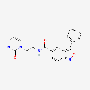 molecular formula C20H16N4O3 B2620526 N-(2-(2-oxopyrimidin-1(2H)-yl)ethyl)-3-phenylbenzo[c]isoxazole-5-carboxamide CAS No. 2188279-35-6