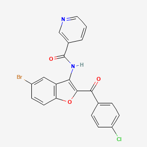molecular formula C21H12BrClN2O3 B2620536 N-[5-bromo-2-(4-chlorobenzoyl)-1-benzofuran-3-yl]pyridine-3-carboxamide CAS No. 923172-34-3