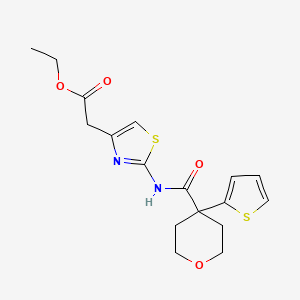 molecular formula C17H20N2O4S2 B2620540 ethyl 2-(2-(4-(thiophen-2-yl)tetrahydro-2H-pyran-4-carboxamido)thiazol-4-yl)acetate CAS No. 877651-02-0
