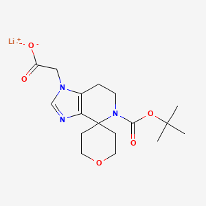 molecular formula C17H24LiN3O5 B2620563 lithium(1+) ion 2-{5-[(tert-butoxy)carbonyl]-1,5,6,7-tetrahydrospiro[imidazo[4,5-c]pyridine-4,4'-oxane]-1-yl}acetate CAS No. 2243504-21-2