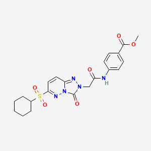 molecular formula C21H23N5O6S B2620594 methyl 4-{2-[6-(cyclohexanesulfonyl)-3-oxo-2H,3H-[1,2,4]triazolo[4,3-b]pyridazin-2-yl]acetamido}benzoate CAS No. 1189441-03-9