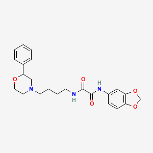 molecular formula C23H27N3O5 B2620596 N1-(benzo[d][1,3]dioxol-5-yl)-N2-(4-(2-phenylmorpholino)butyl)oxalamide CAS No. 954027-34-0