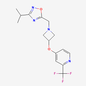 3-Propan-2-yl-5-[[3-[2-(trifluoromethyl)pyridin-4-yl]oxyazetidin-1-yl]methyl]-1,2,4-oxadiazole