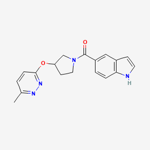molecular formula C18H18N4O2 B2620793 5-{3-[(6-methylpyridazin-3-yl)oxy]pyrrolidine-1-carbonyl}-1H-indole CAS No. 2034482-26-1
