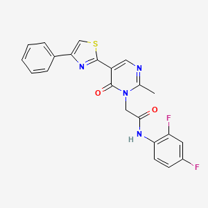 molecular formula C22H16F2N4O2S B2620870 N-(2,4-difluorophenyl)-2-[2-methyl-6-oxo-5-(4-phenyl-1,3-thiazol-2-yl)-1,6-dihydropyrimidin-1-yl]acetamide CAS No. 1251606-64-0